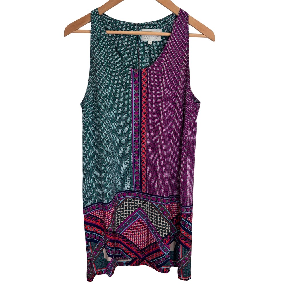 Madison Marcus Dress Sz S 100% Silk Geometric Lightweight Sleeveless